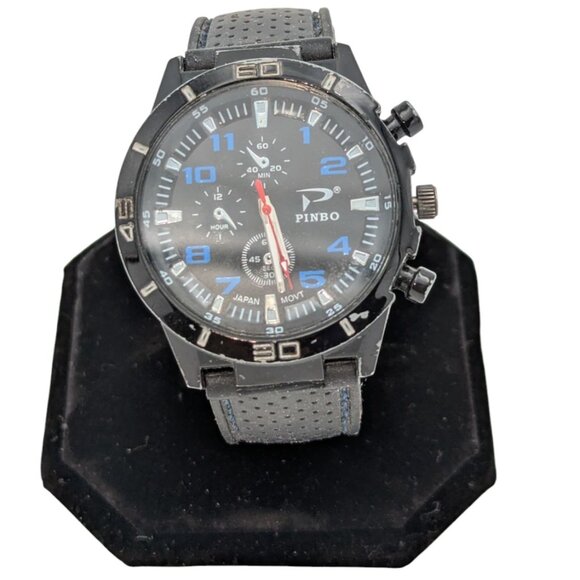 Pinbo Mens Sports Watch Rubber Band Case 42mm Diameter 10mm Thickness 9.5" Band - Picture 1 of 7